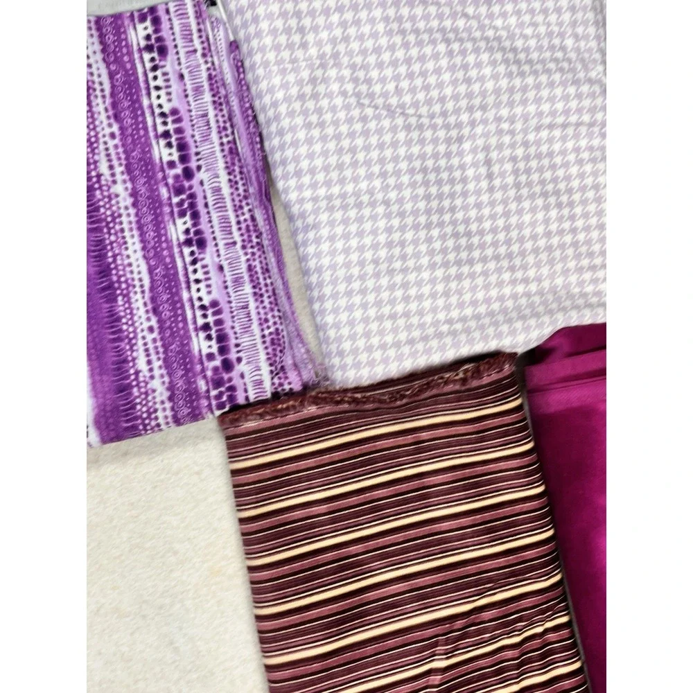 Fall Fabric Bundle Lot of 7 Pieces Purple Magenta Floral Stripes Quilting